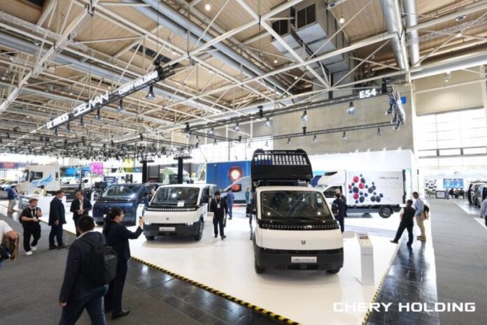 Questa foto mostra lo stand di Chery Commercial Vehicle all'IAA Transportation 2026 di Hannover, in Germania. (Foto fornita da Chery Commercial Vehicle)